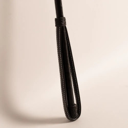 Frusta da salto Classy smooth in pelle piena marrone chiaro 65 cm Nero