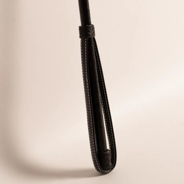 Frusta da salto Classy smooth in pelle piena marrone chiaro 65 cm Nero