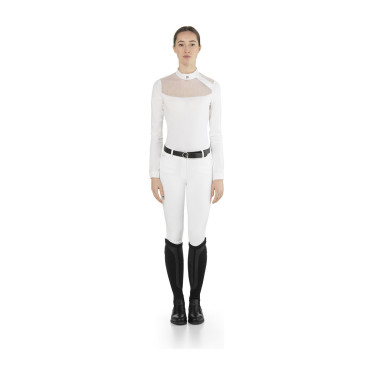 Polo da concorso Nina Ego7 a maniche lunghe da donna Bianco