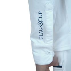 Herren-Poloshirt Cartago langarm Flags & Cup Bianco