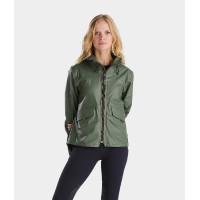 Giacca impermeabile corta da equitazione Donna Horse Pilot Short Raintech Notte forestale