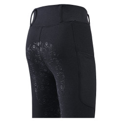 Leggings da equitazione per bambini Imperial Riding Laura FullGrip bambino Nero