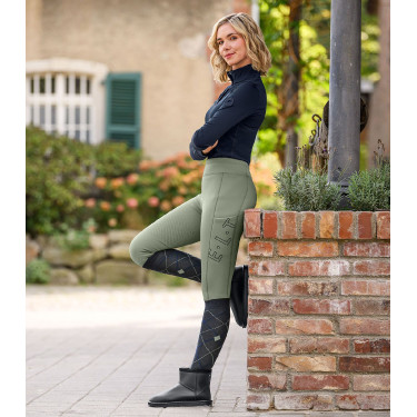 Leggings da equitazione termici ELT Rica in pile bouclé da donna Salvia Viola
