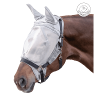 Maschera antimosche Waldhausen per capezzina Premium con protezione per le orecchie Nero