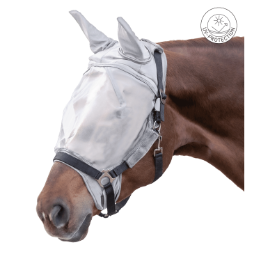 Maschera antimosche Waldhausen per capezzina Premium con protezione per le orecchie Grigio argento Maschera antimosche Waldhausen per capezzina Premium con protezione per le orecchie Grigio argento