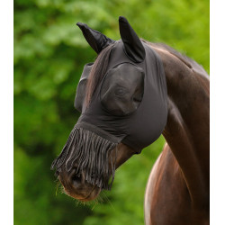 Maschera anti-mosche Waldhausen Puck con frange nasali Nero