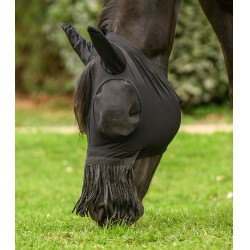 Maschera anti-mosche Waldhausen Puck con frange nasali Nero