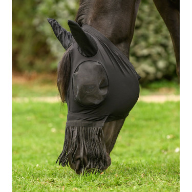 Maschera anti-mosche Waldhausen Puck con frange nasali Nero