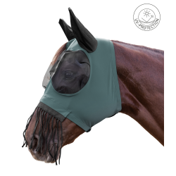 Maschera anti-mosche Waldhausen Puck con frange nasali Verde pino