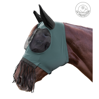 Maschera anti-mosche Waldhausen Puck con frange nasali Nero