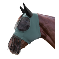 Maschera anti-mosche Waldhausen Puck con frange nasali Verde pino