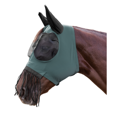Maschera anti-mosche Waldhausen Puck con frange nasali Verde pino
