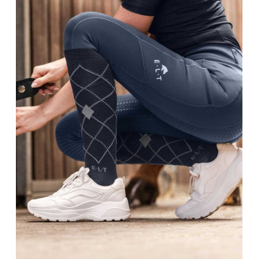 Calze da equitazione ELT Argyle Blu profondo / blu pietra