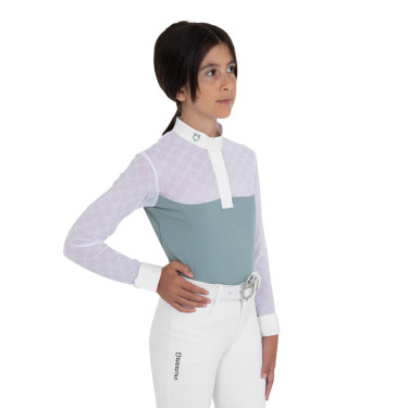 Polo da concorso bambina manica lunga con tulle Equestro bambino Grigio ardesia Polo da concorso bambina manica lunga con tulle Equestro bambino Grigio ardesia