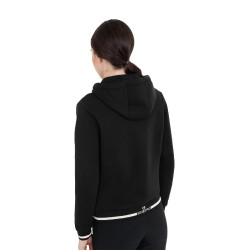 Felpa donna con cappuccio e zip frontale Equestro Nero / nero