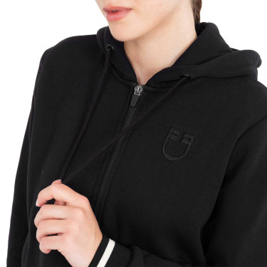 Felpa donna con cappuccio e zip frontale Equestro Nero / nero