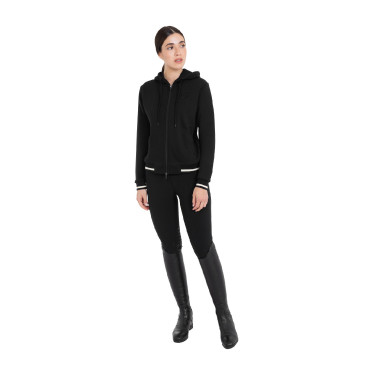 Felpa donna con cappuccio e zip frontale Equestro Nero / nero