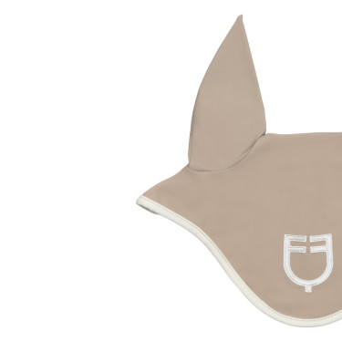 Cuffietta in tessuto tecnico con finiture a contrasto Equestro Ciottolato / bianco antico