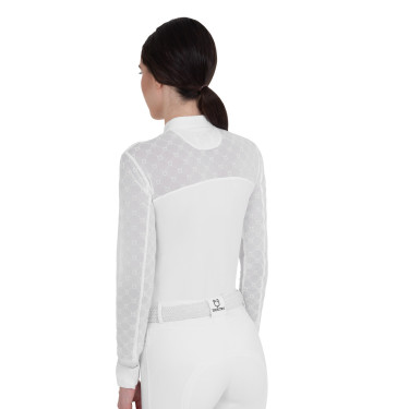Polo concorso donna maniche lunghe con tulle Equestro