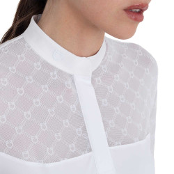 Polo concorso donna maniche lunghe con tulle Equestro