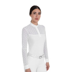 Polo concorso donna maniche lunghe con tulle Equestro