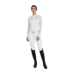Polo concorso donna maniche lunghe con tulle Equestro