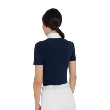 Polo concorso donna manica corta con inserti in mesh Equestro
