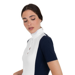 Polo concorso donna manica corta con inserti in mesh Equestro