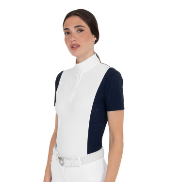Polo concorso donna manica corta con inserti in mesh Equestro