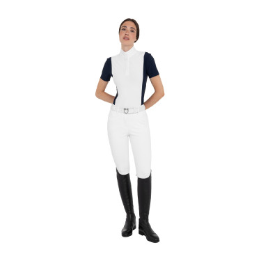 Polo concorso donna manica corta con inserti in mesh Equestro