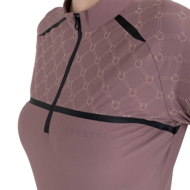 Polo allenamento donna maniche lunghe stampa monogram Equestro Polo allenamento donna maniche lunghe stampa monogram Equestro