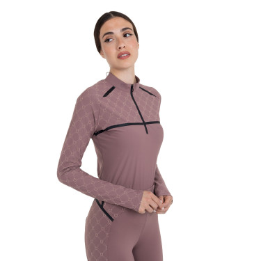 Polo allenamento donna maniche lunghe stampa monogram Equestro Polo allenamento donna maniche lunghe stampa monogram Equestro