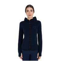 Felpa donna in pile con zip Equestro Blazer marine Blu marino