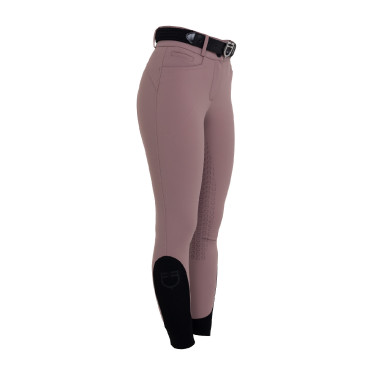 Pantaloni donna full grip vita alta in tessuto tecnico bi-stretch Equestro Palchi Beige