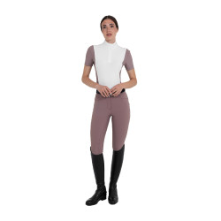 Pantaloni donna full grip vita alta in tessuto tecnico bi-stretch Equestro Palchi Beige