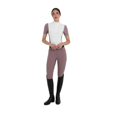 Pantaloni donna full grip vita alta in tessuto tecnico bi-stretch Equestro Palchi Beige