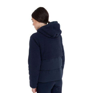 Giacca piumino donna con inserti in teddy Equestro Blazer marine Blu marino