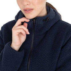 Giacca piumino donna con inserti in teddy Equestro Blazer marine Blu marino