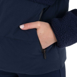 Giacca piumino donna con inserti in teddy Equestro Blazer marine Blu marino