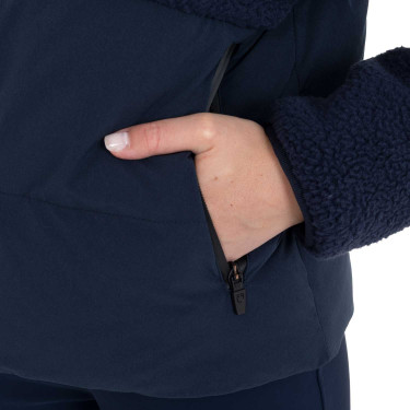 Giacca piumino donna con inserti in teddy Equestro Blazer marine Blu marino