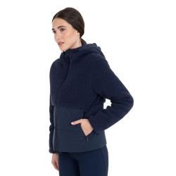 Giacca piumino donna con inserti in teddy Equestro Blazer marine Blu marino