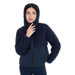 Giacca piumino donna con inserti in teddy Equestro Blazer marine Blu marino
