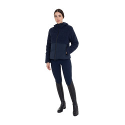 Giacca piumino donna con inserti in teddy Equestro Blazer marine Blu marino