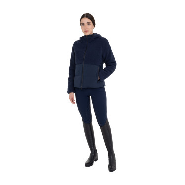 Giacca piumino donna con inserti in teddy Equestro Blazer marine Blu marino