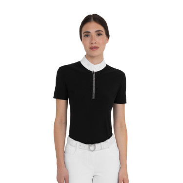 Polo concorso donna manica corta con strass Equestro Polo concorso donna manica corta con strass Equestro