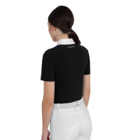 Polo concorso donna manica corta con strass Equestro Nero