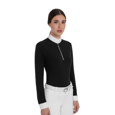Polo da concorso da donna a manica lunga con strass Equestro Polo da concorso da donna a manica lunga con strass Equestro