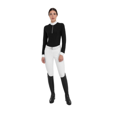 Polo da concorso da donna a manica lunga con strass Equestro Polo da concorso da donna a manica lunga con strass Equestro