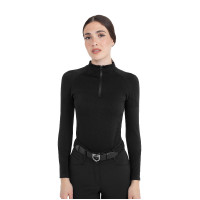 Polo allenamento donna in maglia tecnica con zip Equestro