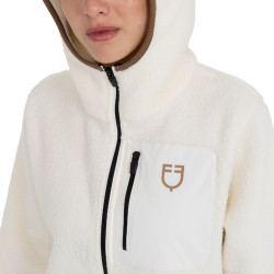 Felpa donna in pile teddy con cappuccio e zip Equestro Felpa donna in pile teddy con cappuccio e zip Equestro